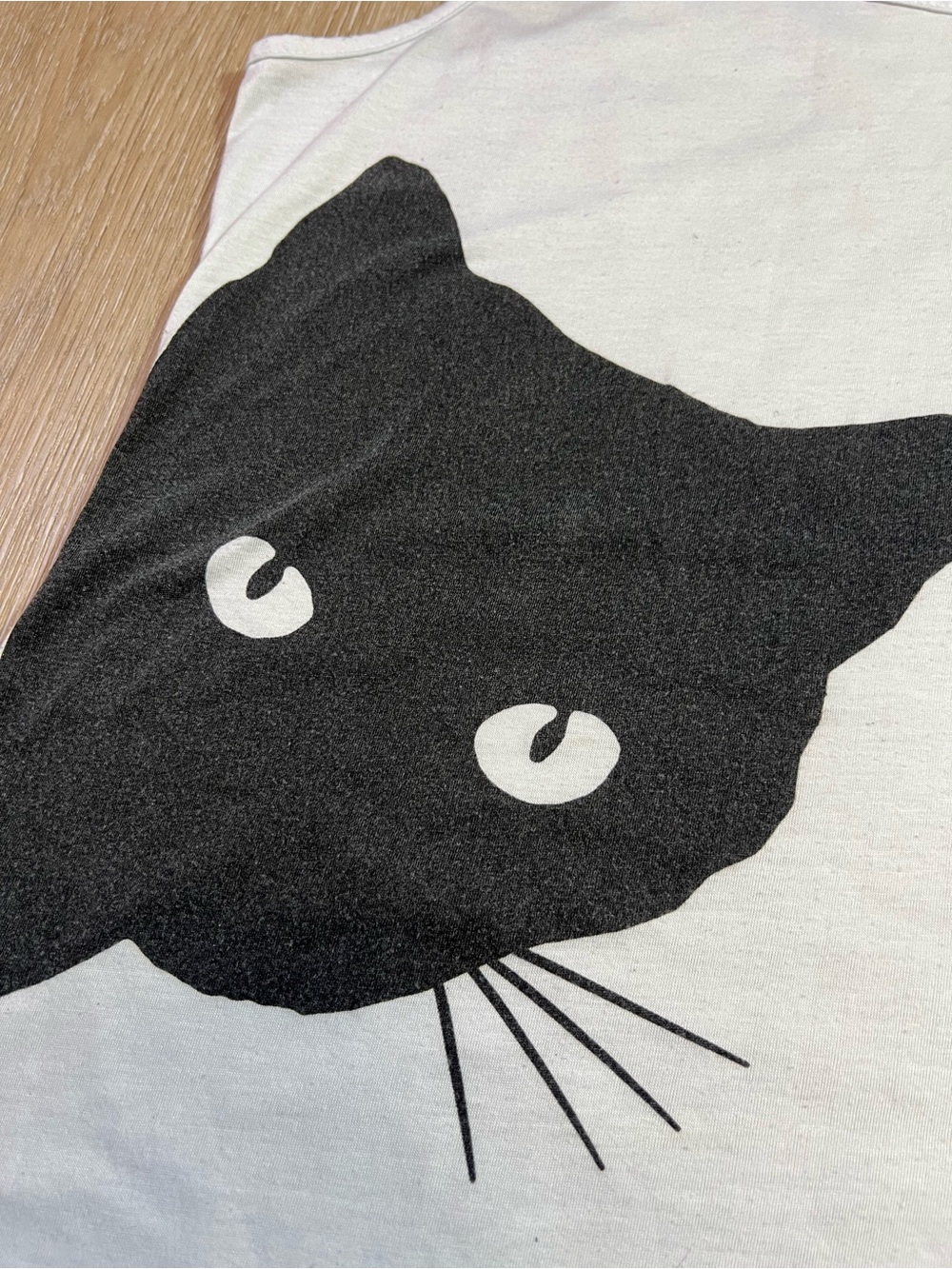 White Tank Top with Black Cat Print Semi-Sheer - Picture 2 of 6
